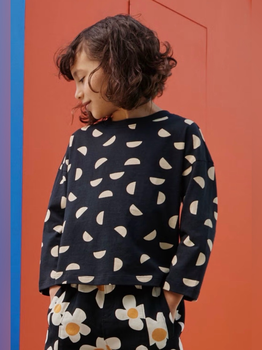NEW Hanna Andersson Black Long-Sleeve Tee with Cream, many moons print